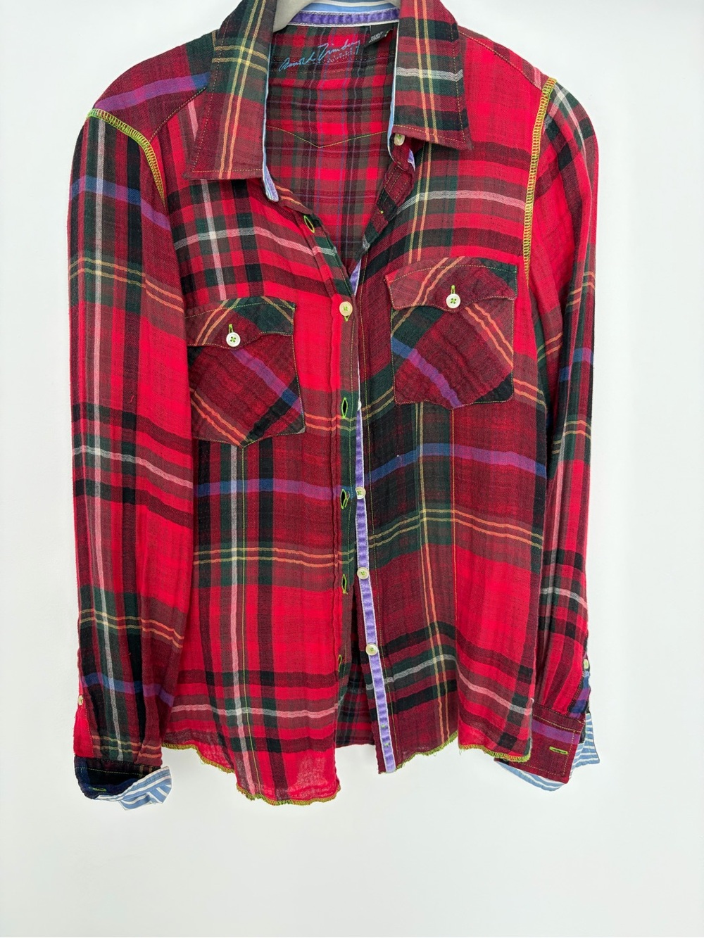 Vintage Red Plaid Button-Down Shirt